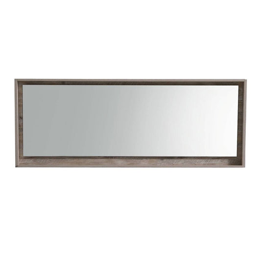 Kube Bath 70" Wide Bathroom Mirror With Shelf – Nature Wood - Renoz