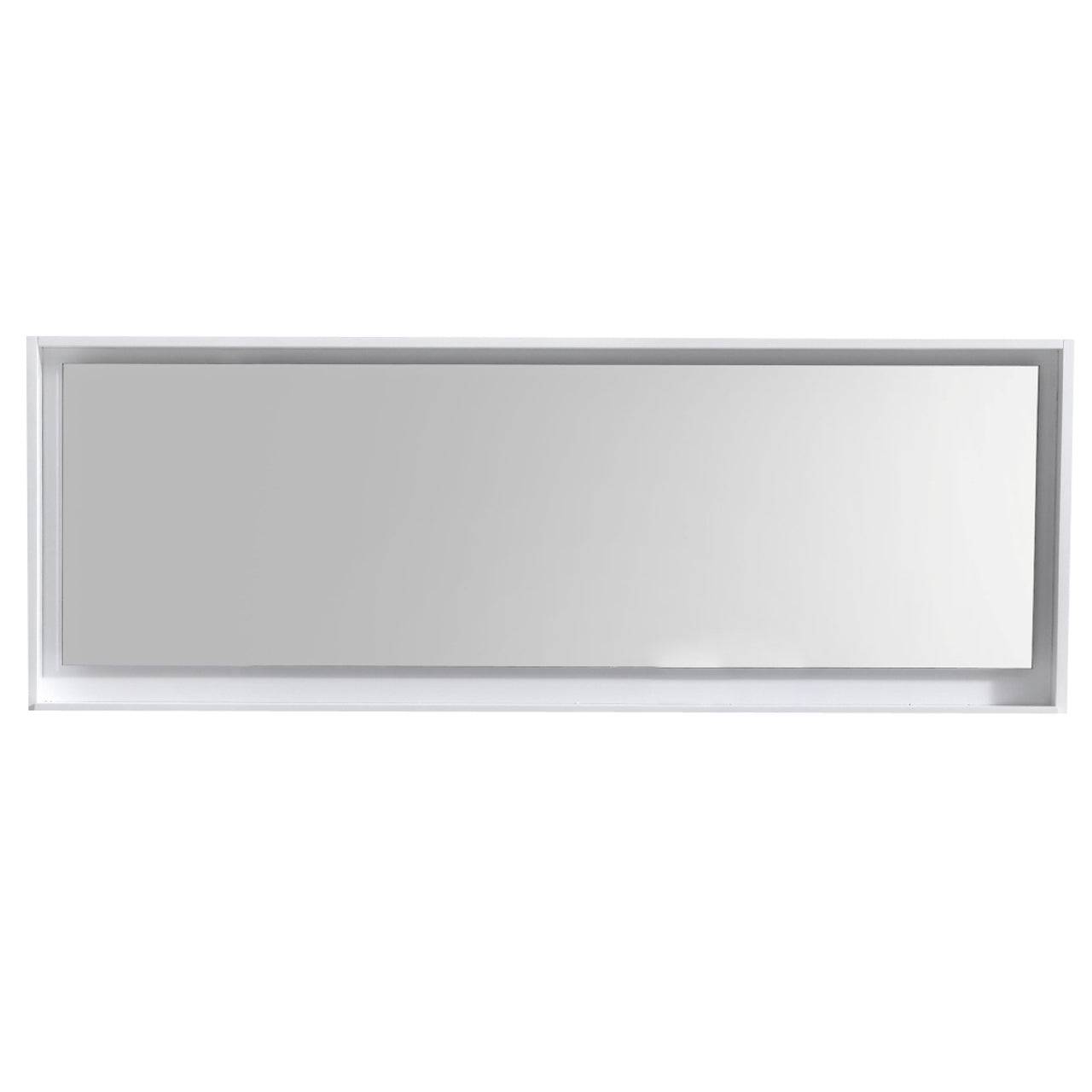 Kube Bath 80" Wide Bathroom Mirror With Shelf – High Gloss White - Renoz