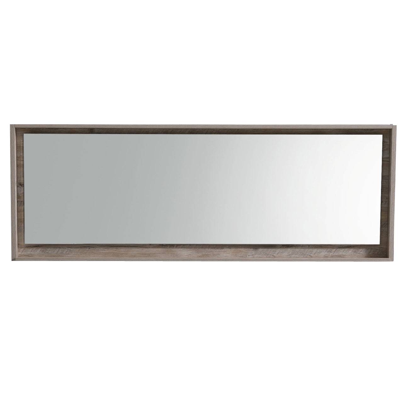 Kube Bath 80" Wide Bathroom Mirror With Shelf – Nature Wood - Renoz