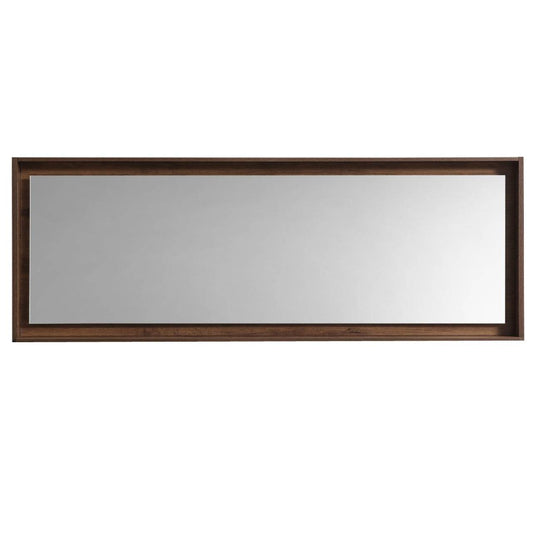 Kube Bath 80" Wide Bathroom Mirror With Shelf – Walnut - Renoz