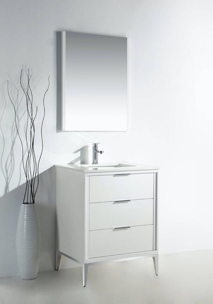 Kube Bath Divani 24" Floor Mount Bathroom Vanity With Quartz Countertop Backsplash And 2 Drawers KD9924 - Renoz