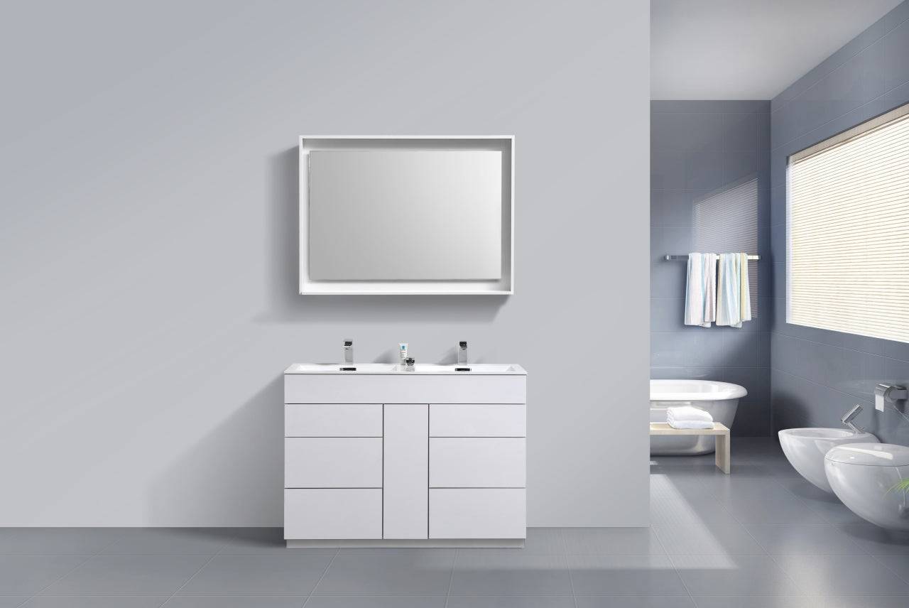 Kube Bath Milano 48" Double Sink Floor Mount Modern Bathroom Vanity With 6 Drawers and 1 Door - Renoz