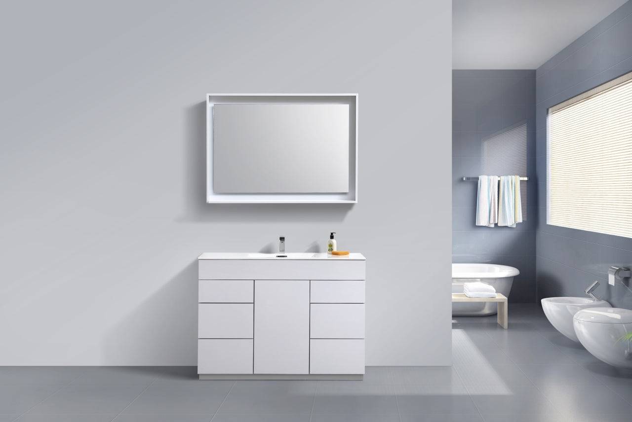 Kube Bath Milano 48" Single Sink Floor Mount Modern Bathroom Vanity With 6 Drawers and 1 Door KFM48S - Renoz