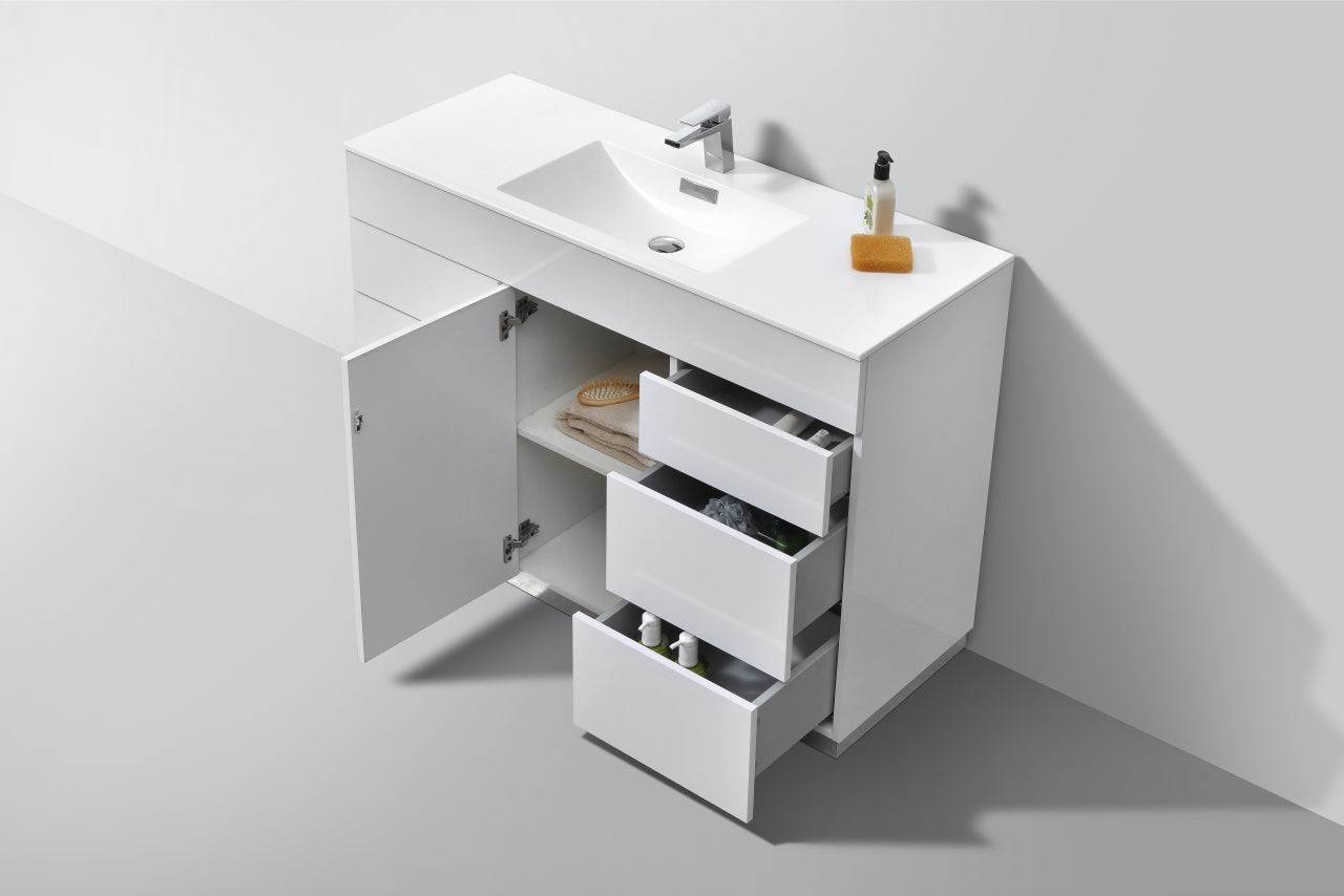 Kube Bath Milano 48" Single Sink Floor Mount Modern Bathroom Vanity With 6 Drawers and 1 Door KFM48S - Renoz