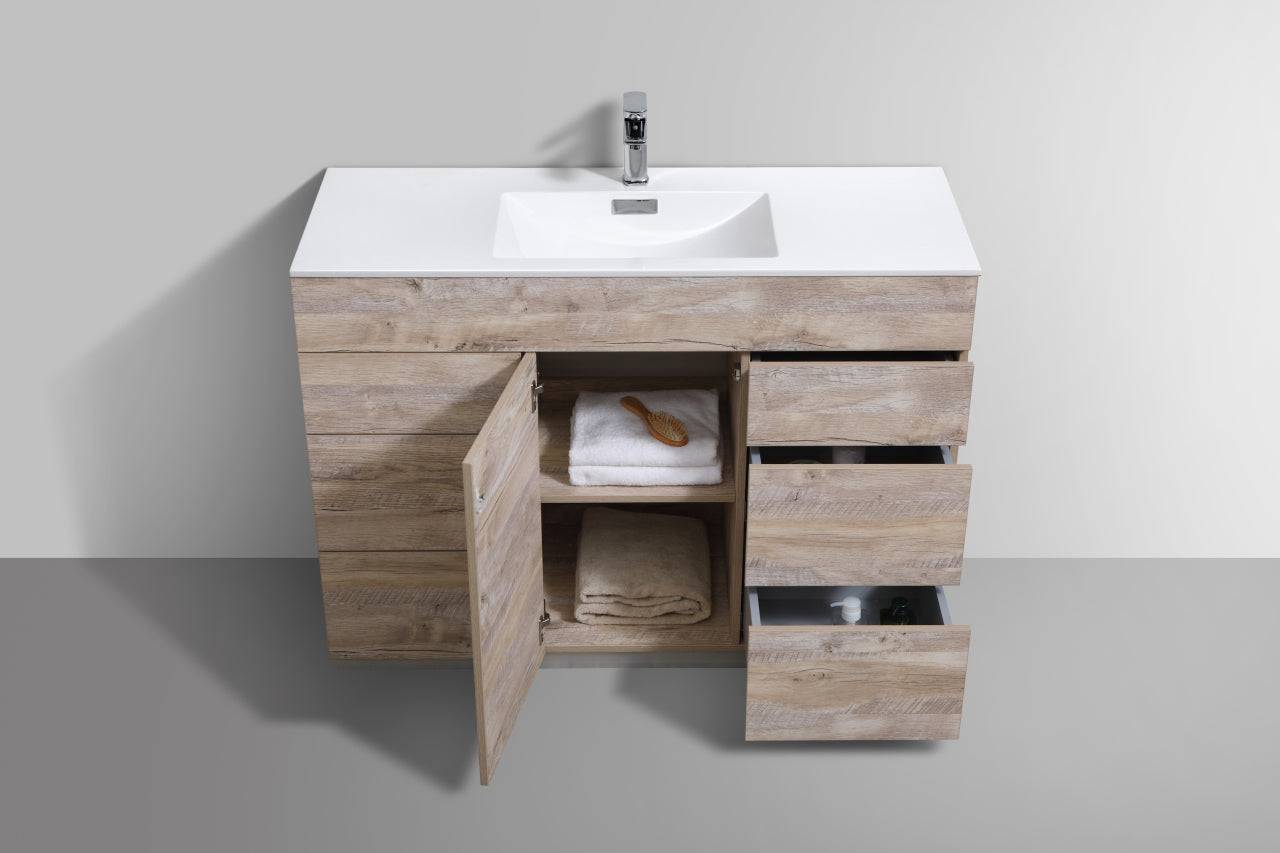 Kube Bath Milano 48" Single Sink Floor Mount Modern Bathroom Vanity With 6 Drawers and 1 Door KFM48S - Renoz