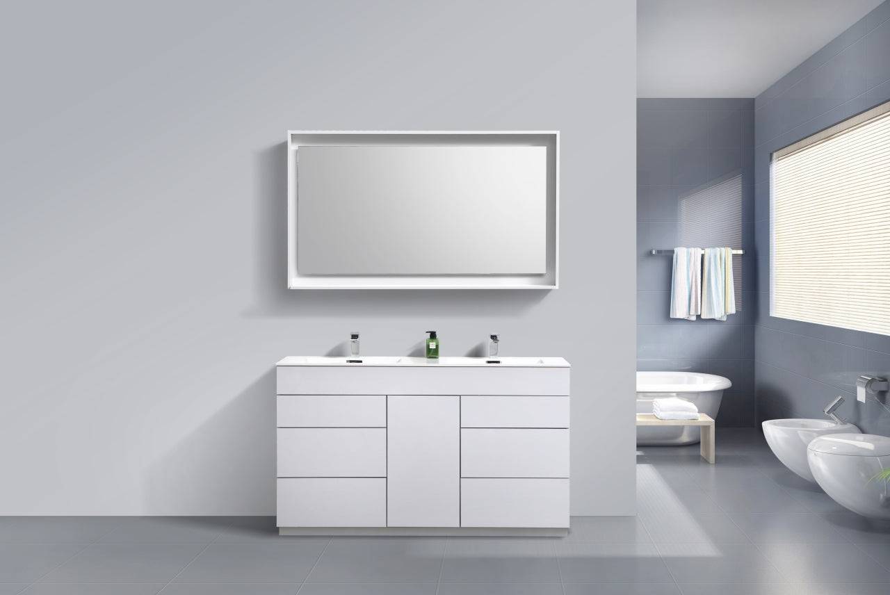 Kube Bath Milano 60" Double Sink Floor Mount Modern Bathroom Vanity With 6 Drawers and 1 Door