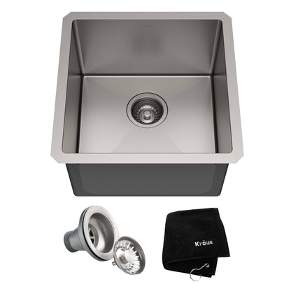 Kraus Standart PRO 17" x 17" Undermount 16 Gauge Stainless Steel Single Bowl Kitchen Bar Sink