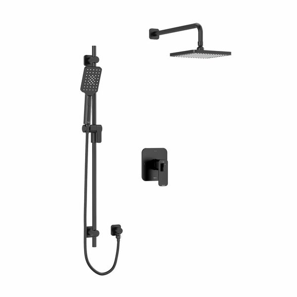 Riobel Equinox Type T/P (Thermostatic/Pressure Balance) 1/2 Inch Coaxial 2-Way System With Hand Shower And 8" Square Shower Head - Black