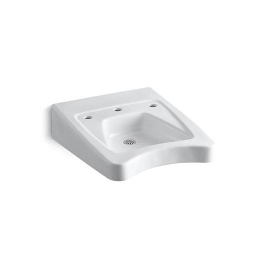 Kohler Morningside 20" X 27" Mounted/Concealed Arm Carrier Wheelchair Bathroom Sink With 11-1/2" Centers Faucet Holes -White