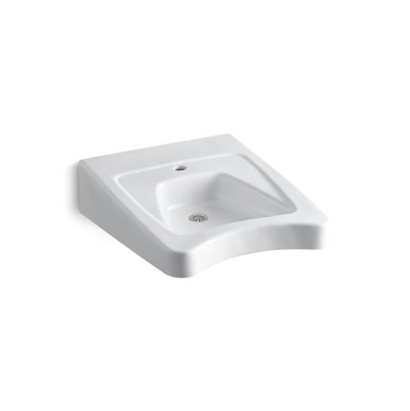 Kohler Morningside 20" X 27" Wall-Mount/Concealed Arm Carrier Wheelchair Bathroom Sink With Single Faucet Hole -White