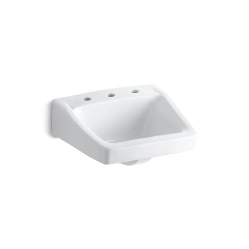 Kohler Chesapeake 19-1/4" X 17-1/4" Wall-Mount/Concealed Arm Carrier Bathroom Sink With 8" Widespread Faucet Hole -White