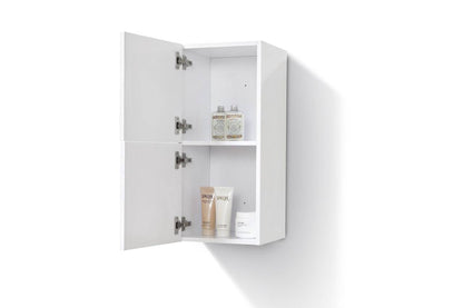 Kube Bath Bliss 12" x 24" Bathroom Acrylic Veneer Gloss White Linen Side Cabinet W/ 2 Storage Areas - Renoz