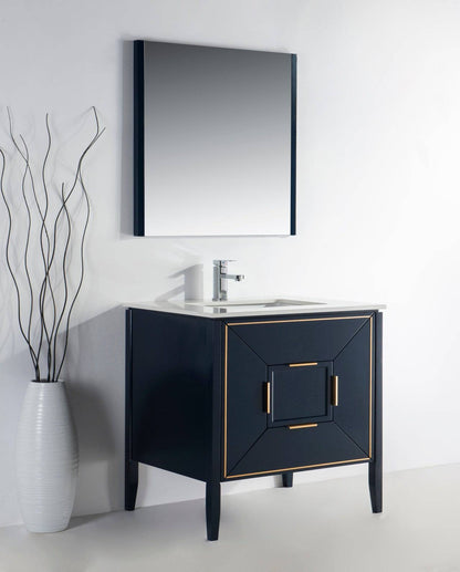 Kube Bath Vetro 36" Single Sink Floor Mount Bathroom Vanity With Quartz Countertop and Backsplash KV8836 - Renoz