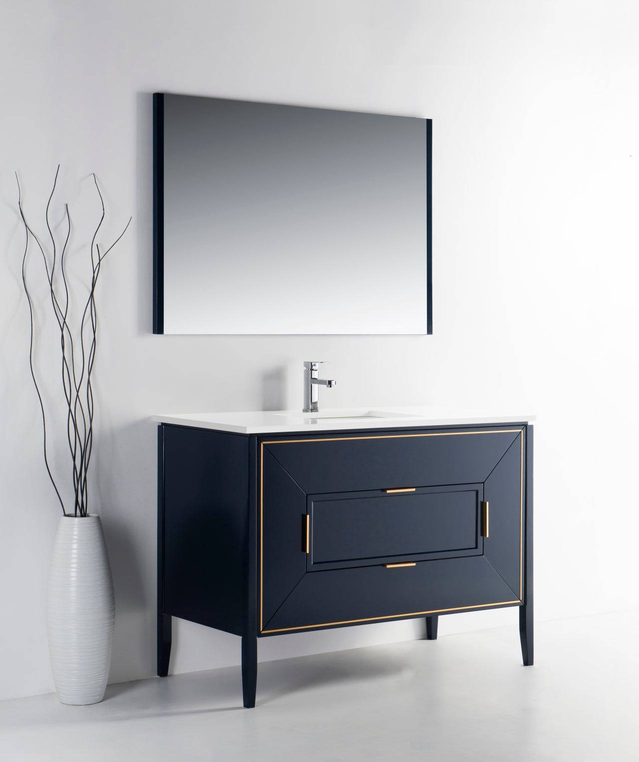 Kube Bath Vetro 48" Single Sink Floor Mount Bathroom Vanity With Quartz Countertop and Backsplash KV8848