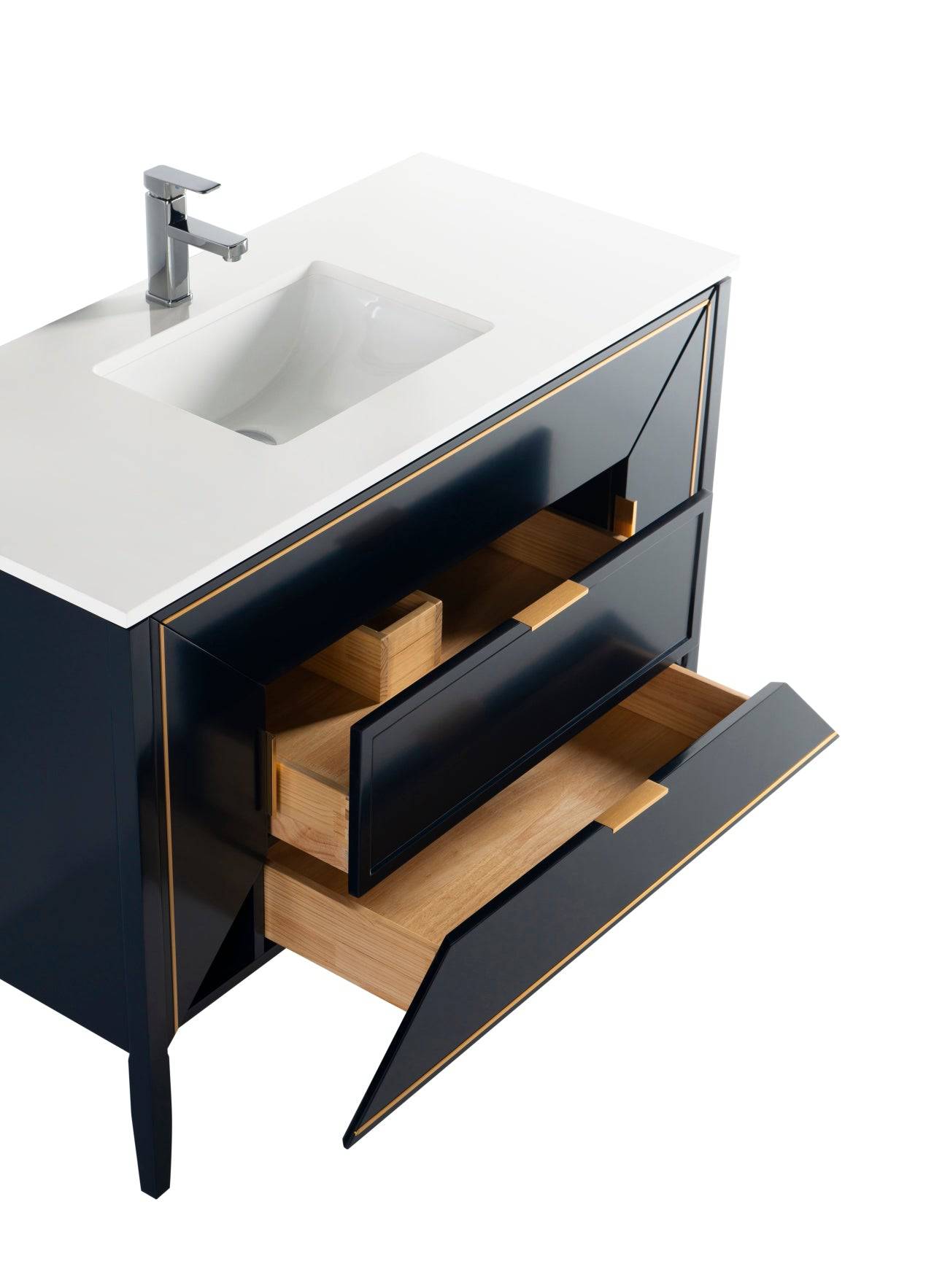 Kube Bath Vetro 48" Single Sink Floor Mount Bathroom Vanity With Quartz Countertop and Backsplash KV8848 - Renoz