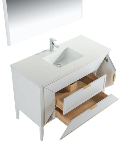 Kube Bath Vetro 48" Single Sink Floor Mount Bathroom Vanity With Quartz Countertop and Backsplash KV8848 - Renoz