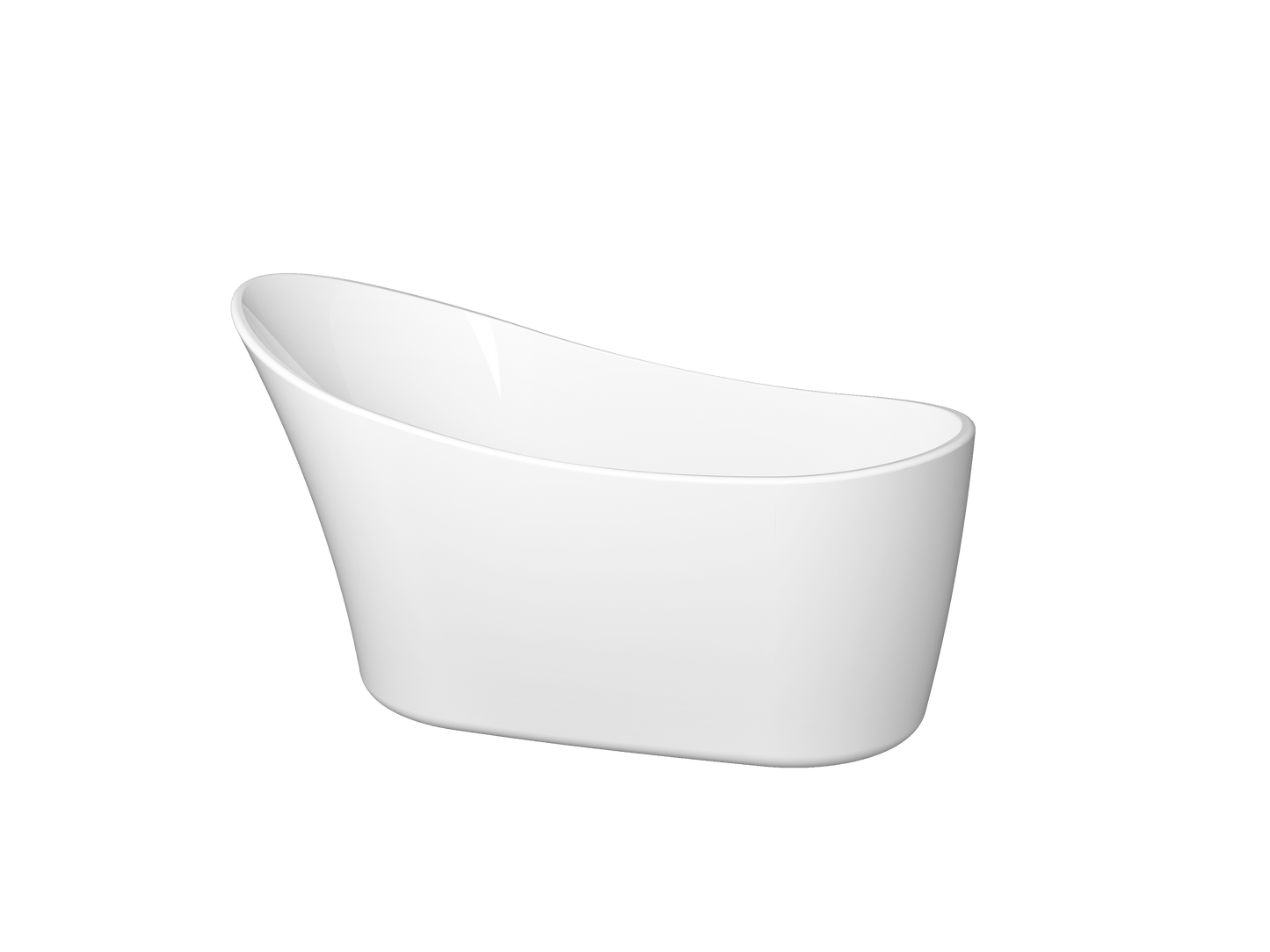 Zitta Kanwa Free Standing White Tub 55.5" x 26" x 30.75" Chrome Overflow and Waste