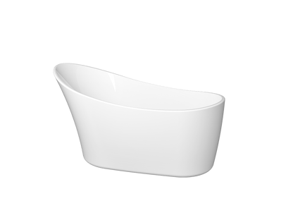 Zitta Kanwa Free Standing White Tub 55.5" x 26" x 30.75" Chrome Overflow and Waste