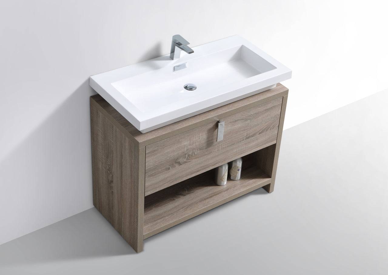 Kube Bath Levi 40" Floor Mount Single Sink Bathroom Vanity With 2 Doors and Cubby Hole - Renoz