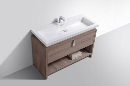 Kube Bath Levi 48" Floor Mount Modern Single Sink Bathroom Vanity With Cubby Hole L1200 - Renoz