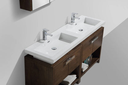 Kube Bath Levi 63" Floor Mount Double Sink Bathroom Vanity With 4 Doors and Double Cubby Hole