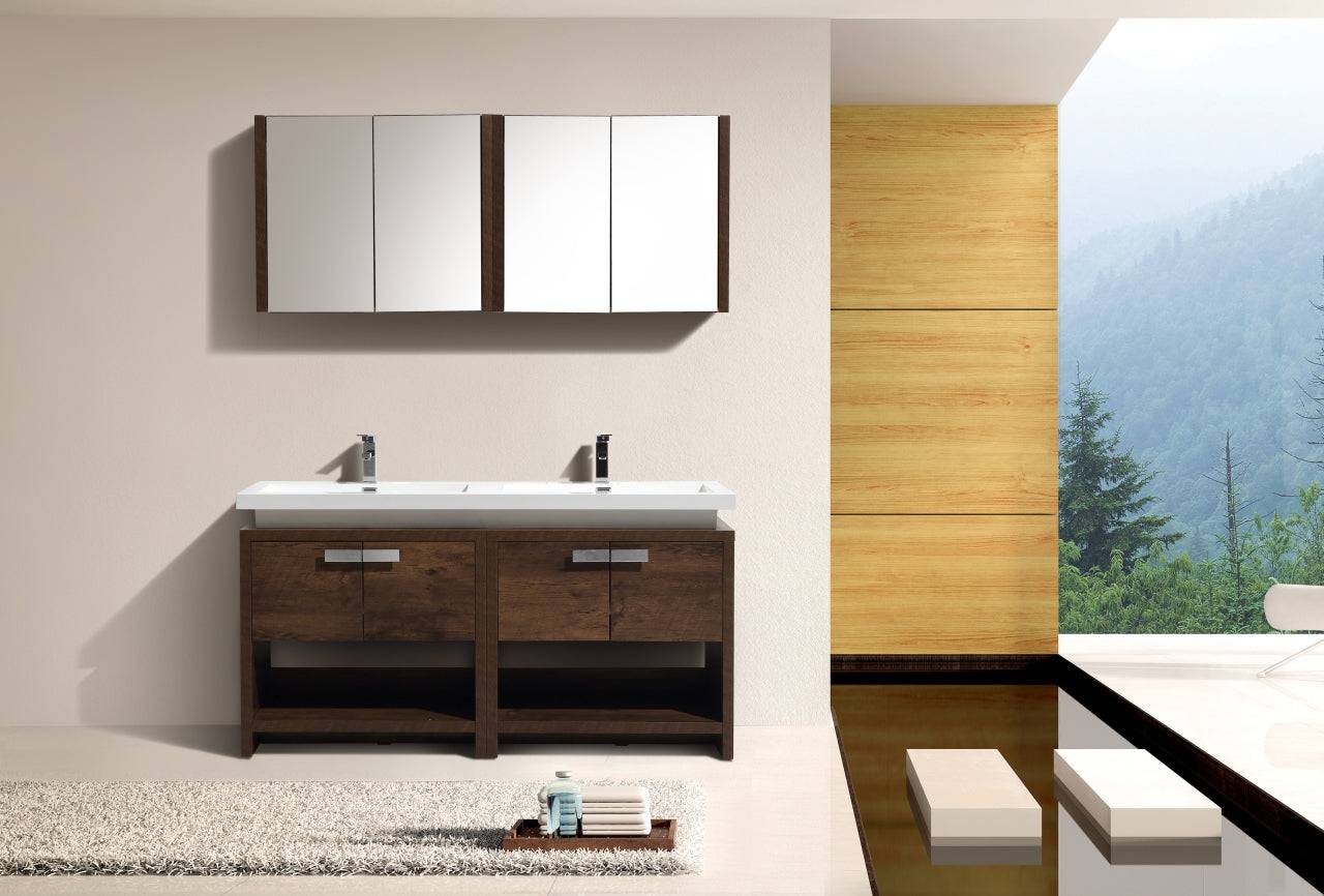 Kube Bath Levi 63" Floor Mount Double Sink Bathroom Vanity With 4 Doors and Double Cubby Hole - Renoz