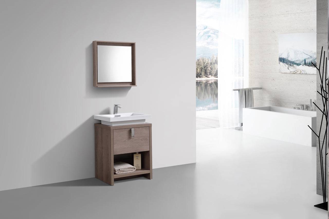 Kube Bath Levi 24" Floor Mount Single Sink Single Drawer Bathroom Vanity With Cubby Hole - Renoz