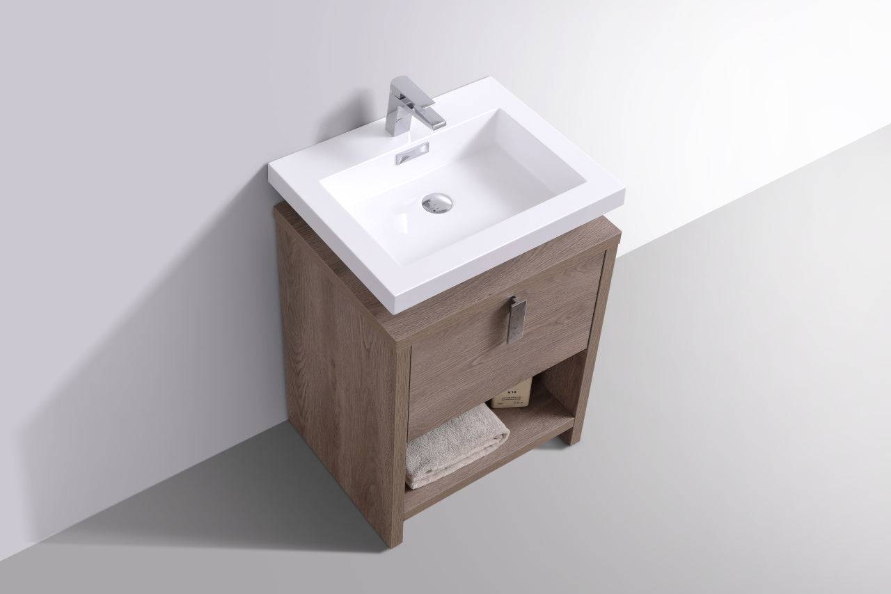 Kube Bath Levi 24" Floor Mount Single Sink Single Drawer Bathroom Vanity With Cubby Hole - Renoz