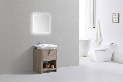 Kube Bath Levi 24" Floor Mount Single Sink Single Drawer Bathroom Vanity With Cubby Hole