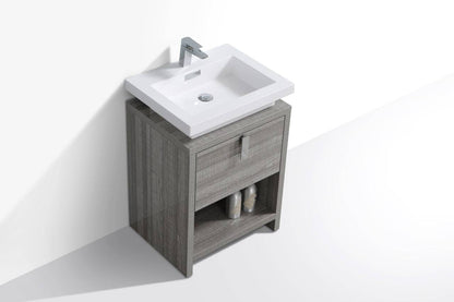 Kube Bath Levi 24" Floor Mount Single Sink Single Drawer Bathroom Vanity With Cubby Hole - Renoz