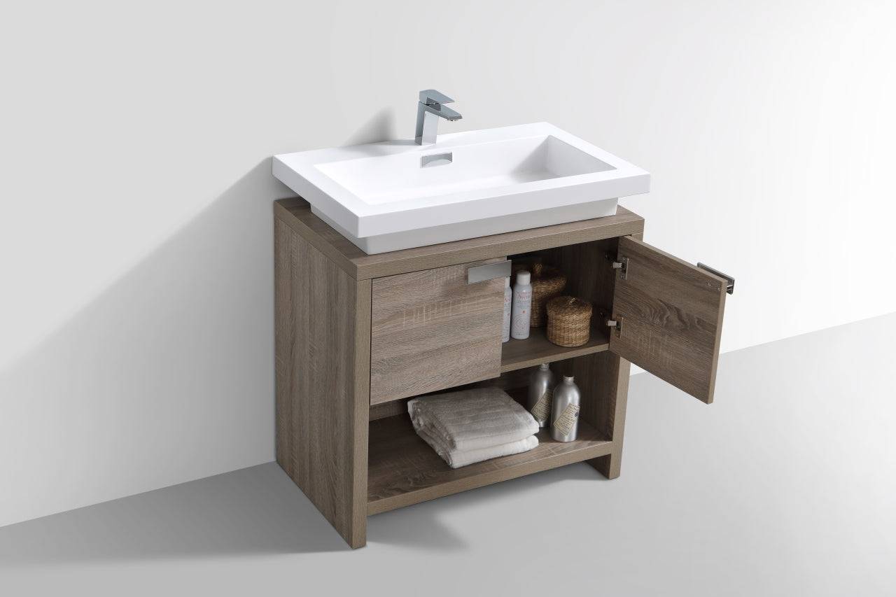 Kube Bath Levi 32" Floor Mount Single Sink Bathroom Vanity With 2 Doors and Cubby Hole - Renoz