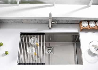 Kodaen 32" Workstation Undermount Single Bowl Kitchen Sink in 16 Gague UNS3000