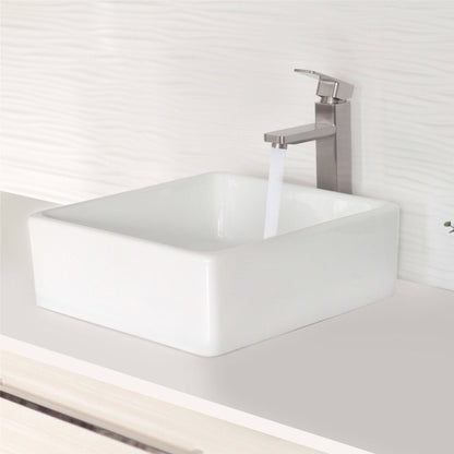 Stylish Edge 15" x 15" Square Vessel Bathroom Sink Enamel Glaze Finish P-222 - Renoz