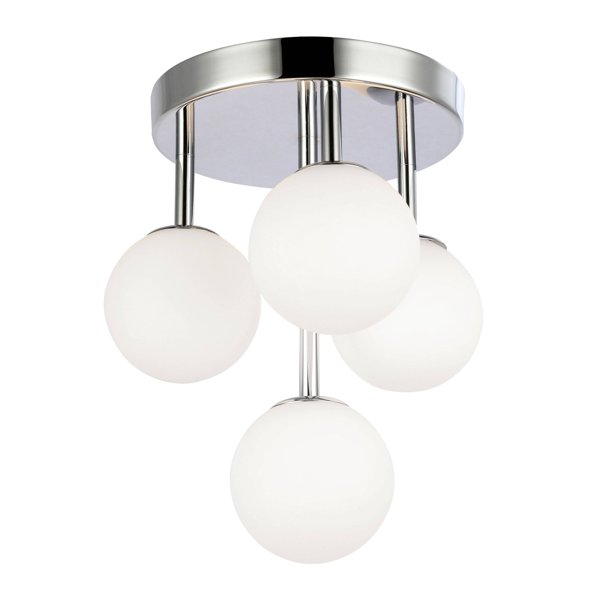 Dainolite 4 Light Halogen Flush Mount, Polished Chrome with Opal Glass - Renoz