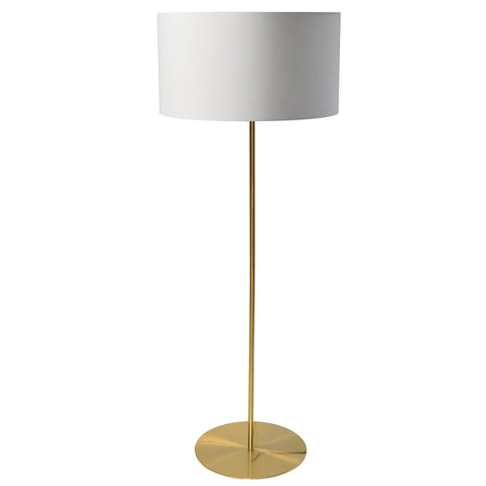 Dainolite 1 Light Drum Floor Lamp with White Shade Aged Brass