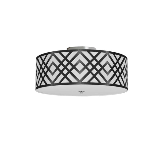 Dainolite 3 Light Flush Mount, Polished Chrome Finish, Black/White Shade - Renoz