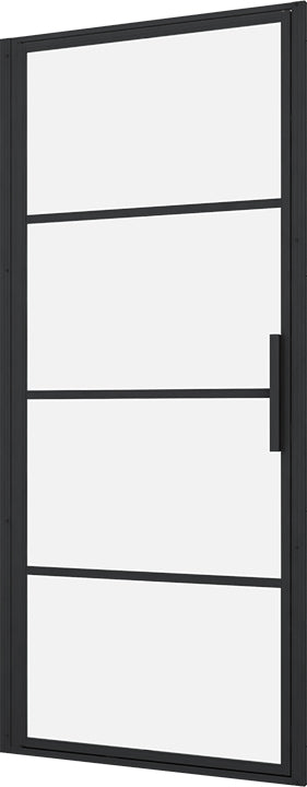 Porte de douche pivotante Zitta Materia 32 po, alcôve, cadre noir transparent et noir