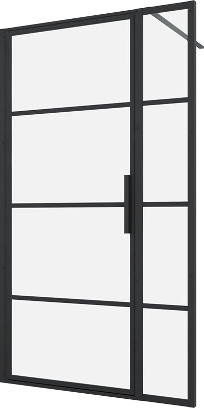 Porte de douche pivotante Zitta Materia 42 po, alcôve, cadre noir transparent et noir