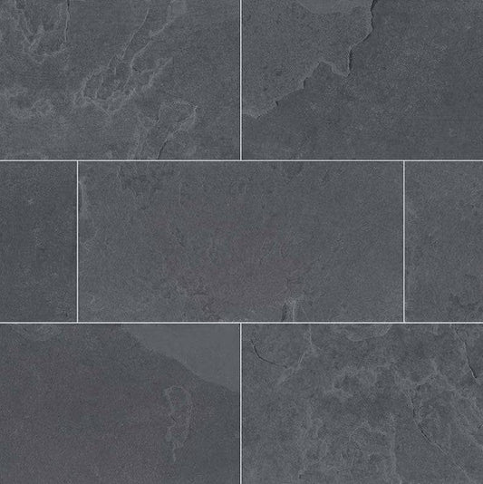 MSI Montauk Black Slate Tile Gauged 12" x 24"