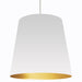 Dainolite 1 Light Tapered Drum Pendant with XL White Exterior on Gold Interior Shade
