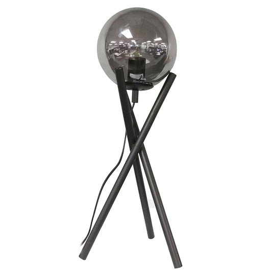 Dainolite 1 Light Matte Black Incandescent Table Lamp with Smoked Glass