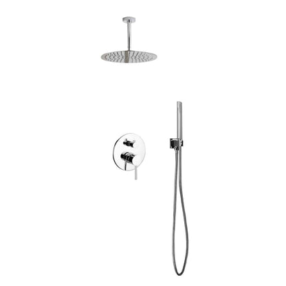 Kube Bath Aqua Rondo Shower Set With Ceiling Mount 12" Rain Shower and Handheld Chrome - Renoz