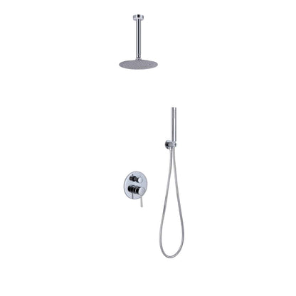 Kube Bath Aqua Rondo Shower Set With Ceiling Mount 8" Rain Shower and Handheld Chrome