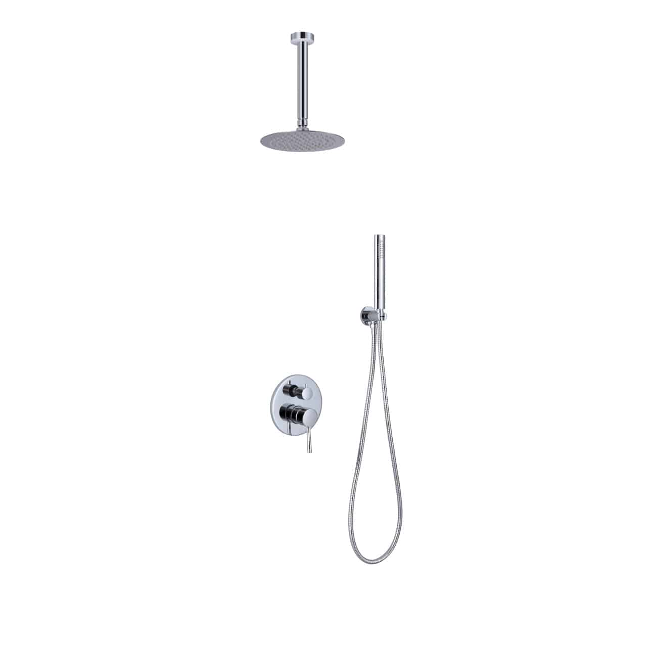 Kube Bath Aqua Rondo Shower Set With Ceiling Mount 8" Rain Shower and Handheld Chrome - Renoz