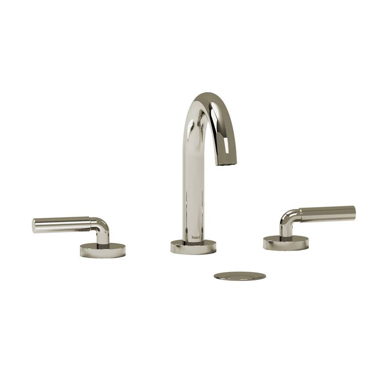 Riobel Riu Transitional 7" Widespread Lavatory Faucet With C-Spout- Polished Nickel With Lever Handles