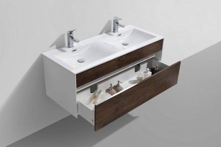 Kube Bath Fitto 48" Double Sink Wall Mount / Wall Hung Bathroom Vanity With 1 Drawer - Renoz