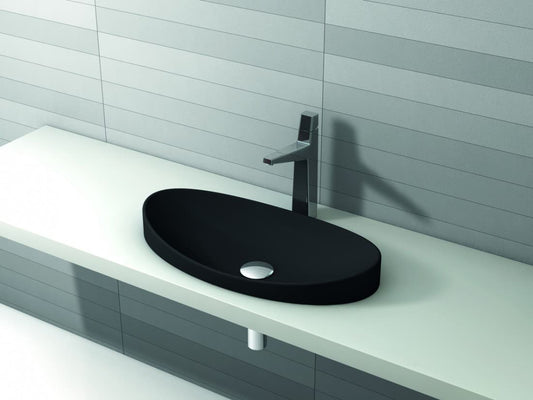 PierDeco Design Built-in Matte Black Washbasin Without Overflow - C53311M-SPOOL 65 NERO OPACO