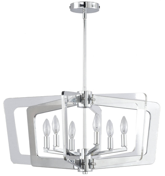 Dainolite 6-Light Polished Chrome Finish Chandelier Light Fixture with Clear Acrylic Arms