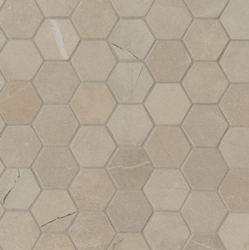 MSI Sande Cream Hexagon Porcelain Tile Matte 2" x 2" 12" x 12"