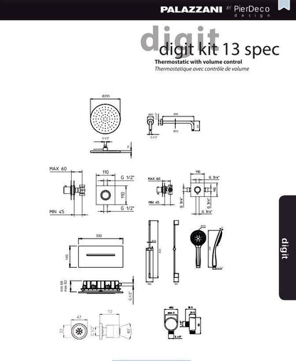 PierDeco Palazzani Digit Kit 13 Shower Kit